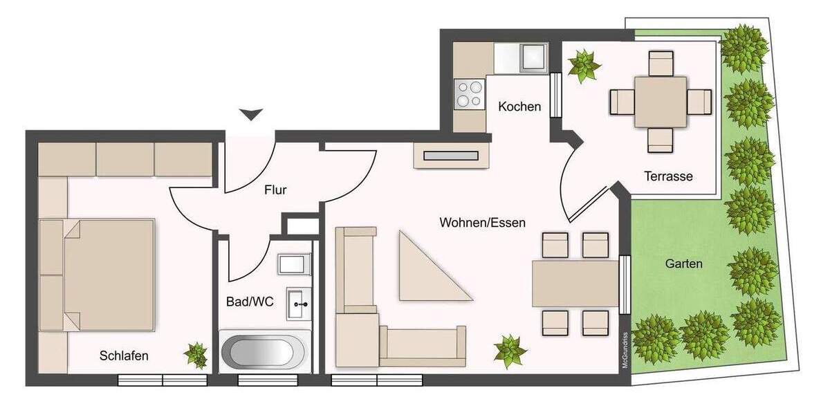 Terrassenwohnung Pirna - 2 Zimmer, 45 m&sup2;, 104.000&euro; | Angebot:25689346