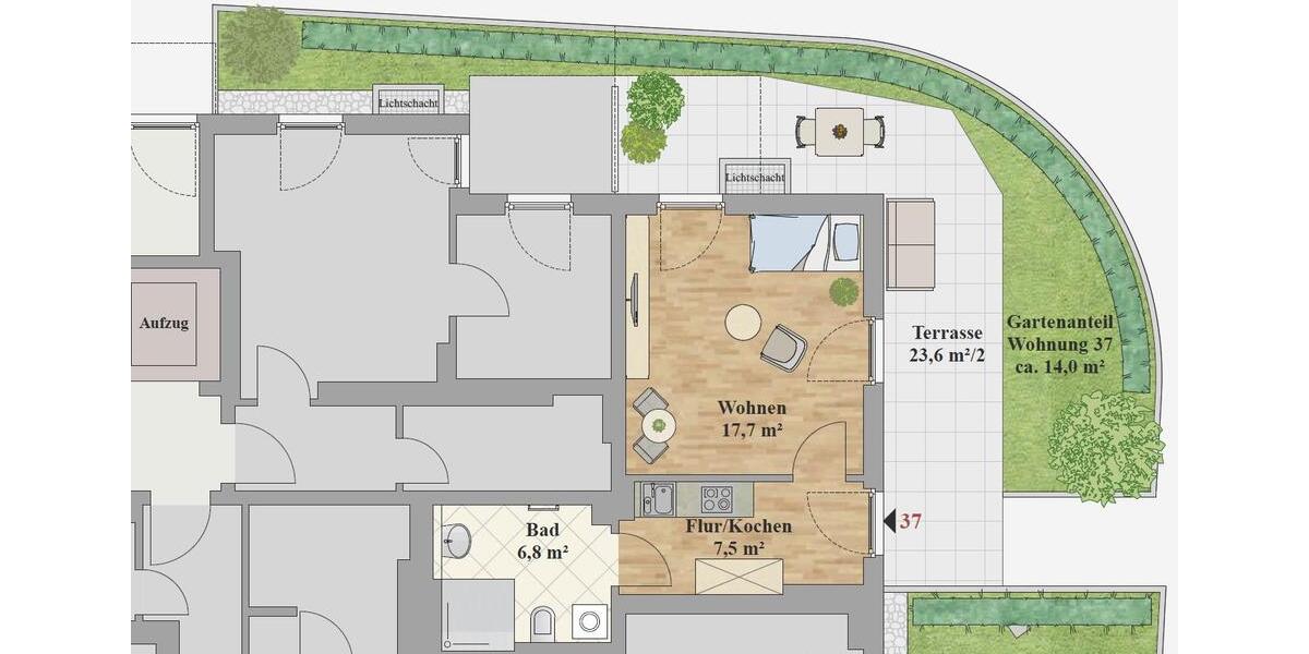 Etagenwohnung Dresden Prohlis - 1 Zimmer, 44 m&sup2;, 745&euro; | Angebot:26493221