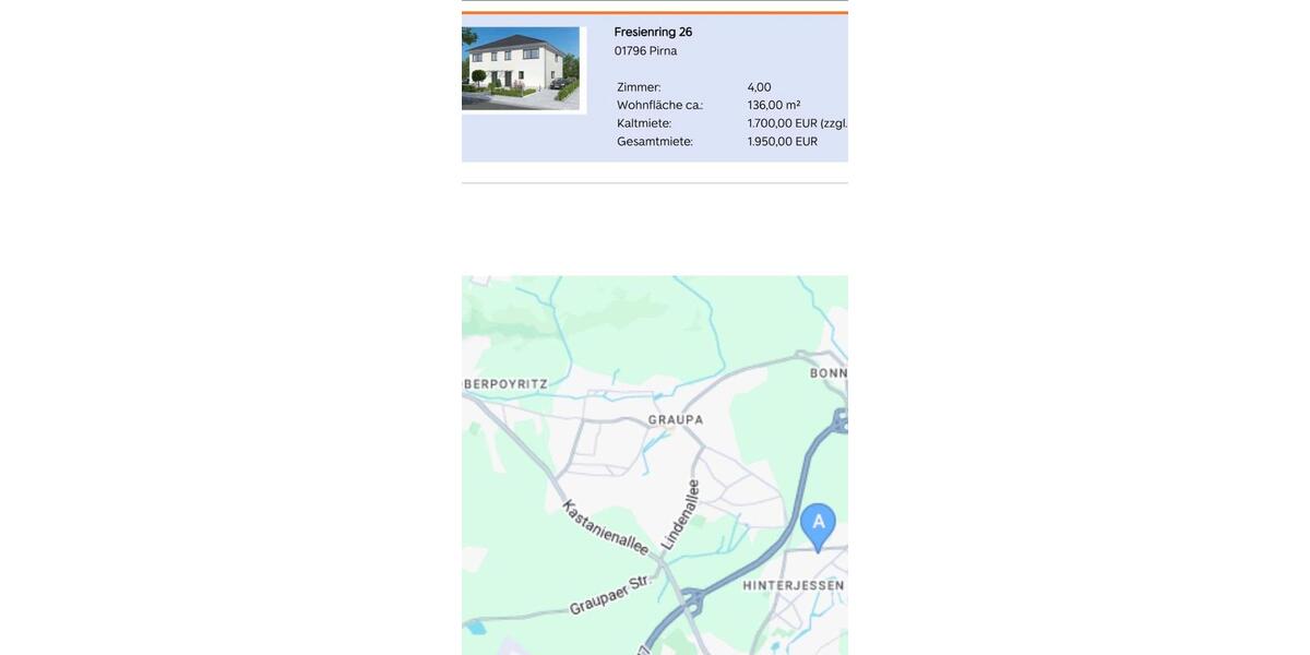 Doppelhaushälfte Pirna - 5 Zimmer, 136 m&sup2;, 1.700&euro; | Angebot:24743663