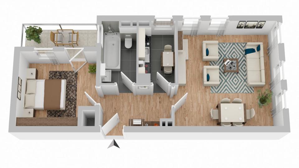 Etagenwohnung Dresden Prohlis - 2 Zimmer, 54 m&sup2;, 670&euro; | Angebot:26283424