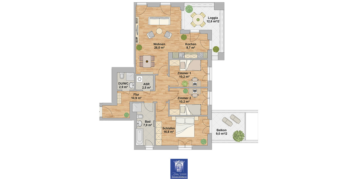 Etagenwohnung Dresden Neustadt - 4 Zimmer, 107 m&sup2;, 1.925&euro; | Angebot:26483003