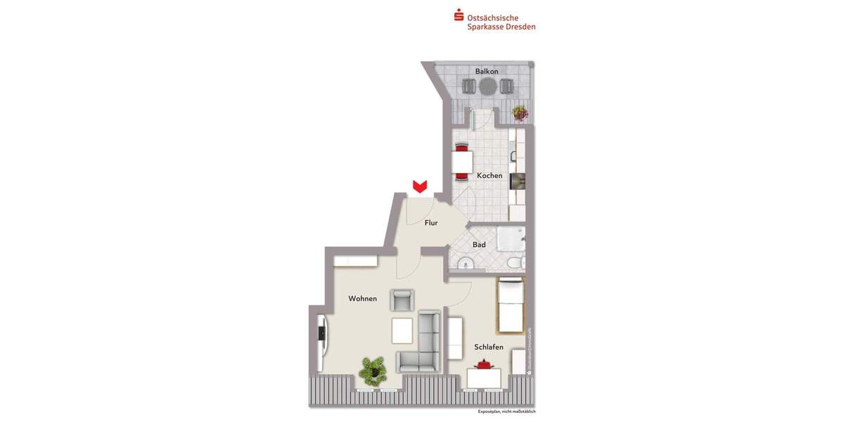 Etagenwohnung Meißen - 2 Zimmer, 44 m&sup2;, 52.500&euro; | Angebot:25749426