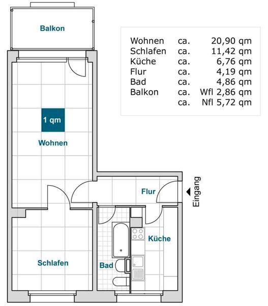 Das Glück hat ein Zuhause: interessante 2-Zimmer-Wohnung zimmer