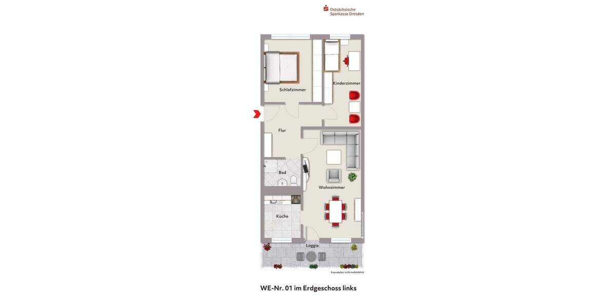 Erdgeschosswohnung in Leubnitz-Neuostra 3 zimmer