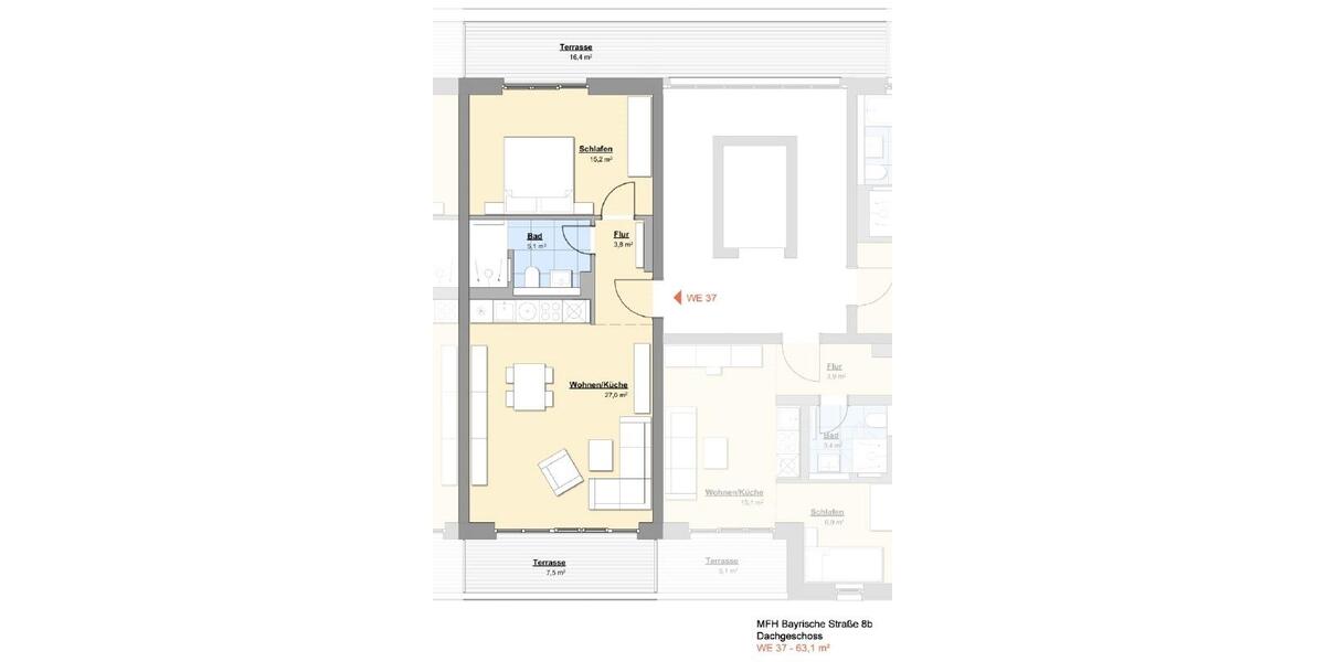 Dachgeschoßwohnung Dresden Plauen - 2 Zimmer, 63 m&sup2;, 915&euro; | Angebot:25052074