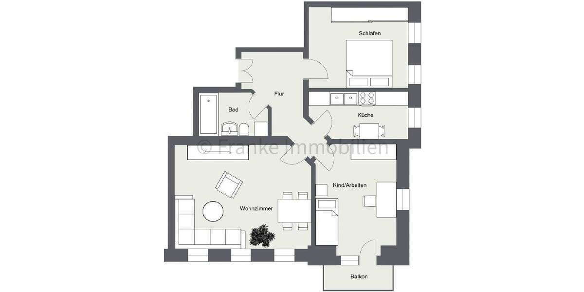 Etagenwohnung Dresden Gruna - 3 Zimmer, 77 m&sup2;, 290.000&euro; | Angebot:25877271