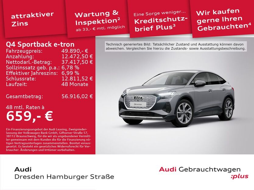 Audi Q4 e-tron 7.281 km 48.490 € Dresden 01067