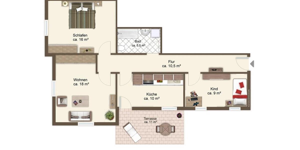 Etagenwohnung Dresden Klotzsche - 3 Zimmer, 75 m&sup2;, 1.100&euro; | Angebot:25181810