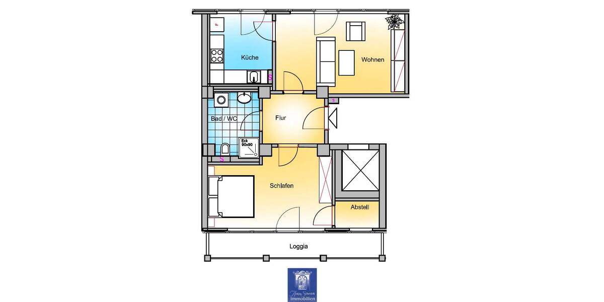 Etagenwohnung Dresden Seevorstadt-Ost/Großer Garten - 2 Zimmer, 64 m&sup2;, 795&euro; | Angebot:26894549