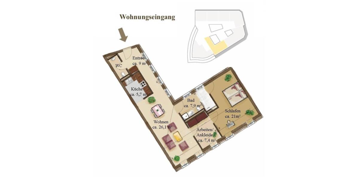 Etagenwohnung Dresden Innere Altstadt - 2 Zimmer, 77 m&sup2;, 2.900&euro; | Angebot:25707386