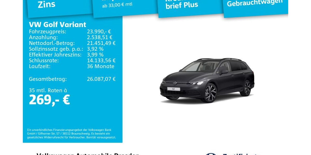 VW Golf 33.728 km 23.490 &euro; Dresden 01067