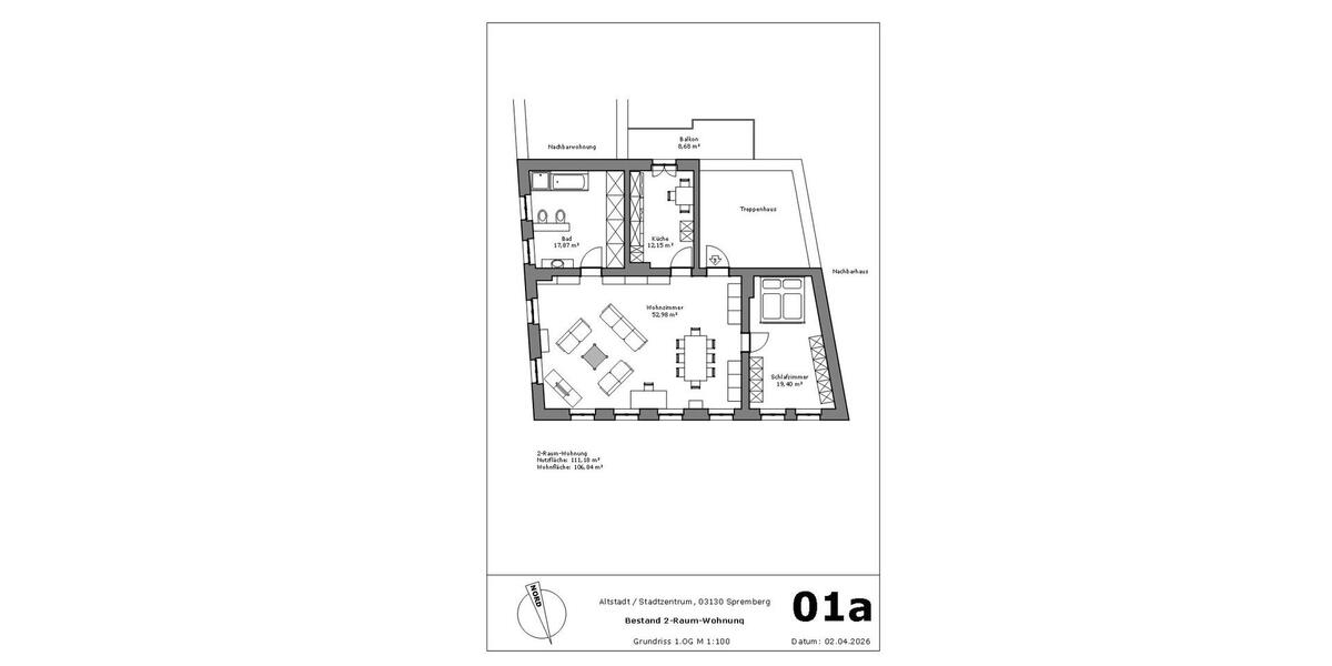 Etagenwohnung Dresden Klotzsche - 2 Zimmer, 107 m&sup2;, 700&euro; | Angebot:26021813