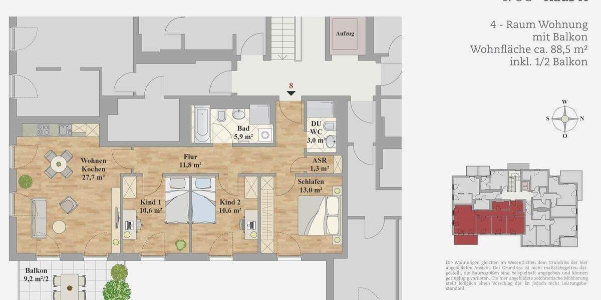 Etagenwohnung Dresden Leubnitz-Neuostra - 4 Zimmer, 88 m&sup2;, 572.600&euro; | Angebot:25690820