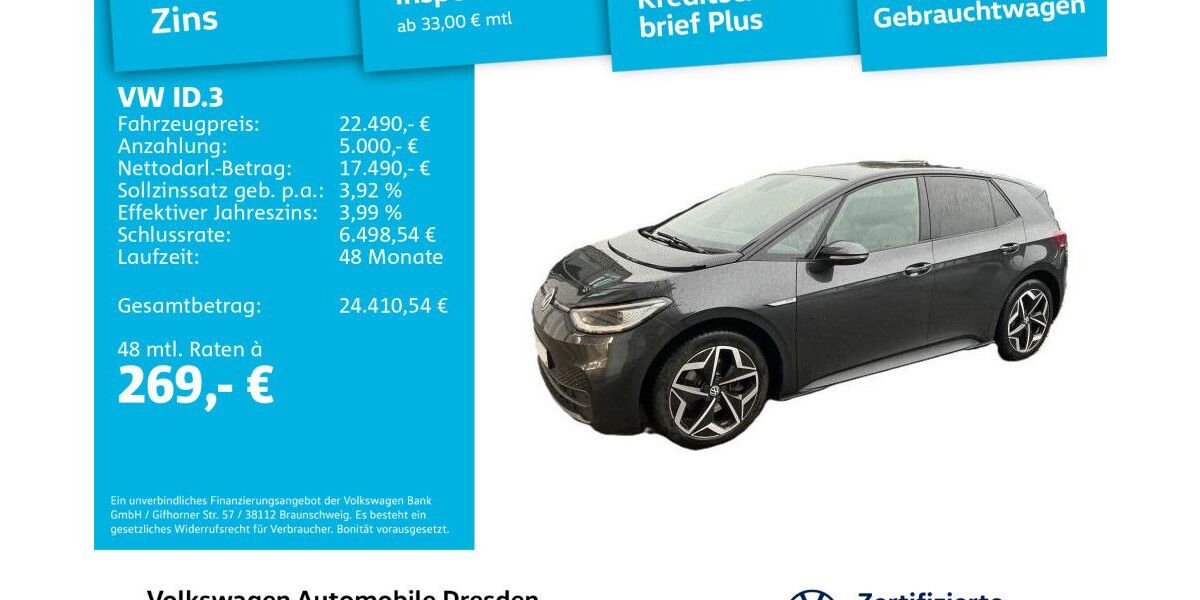 VW ID.3 36.631 km 21.980 € Dresden 01169