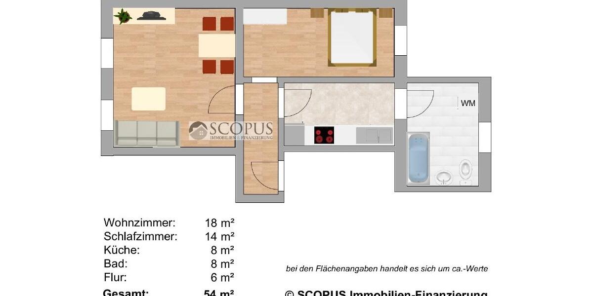 Etagenwohnung Meißen - 2 Zimmer, 54 m&sup2;, 350&euro; | Angebot:25791673