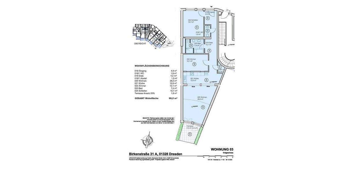 Etagenwohnung Dresden Pappritz - 4 Zimmer, 99 m&sup2;, 447.750&euro; | Angebot:25726611