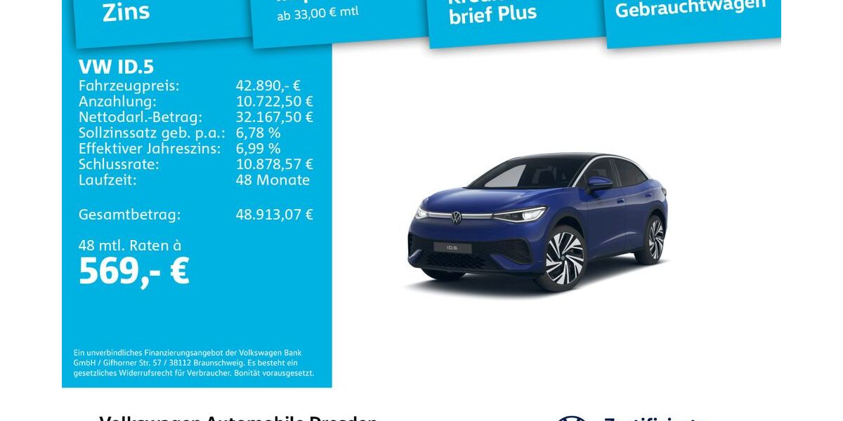 VW ID.5 6.387 km 42.490 &euro; Dresden 01067