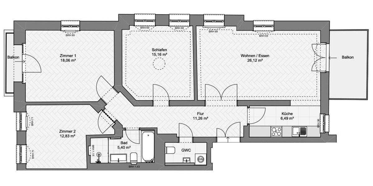 Etagenwohnung Dresden Striesen-Ost - 4 Zimmer, 103 m&sup2;, 1.995&euro; | Angebot:26684462