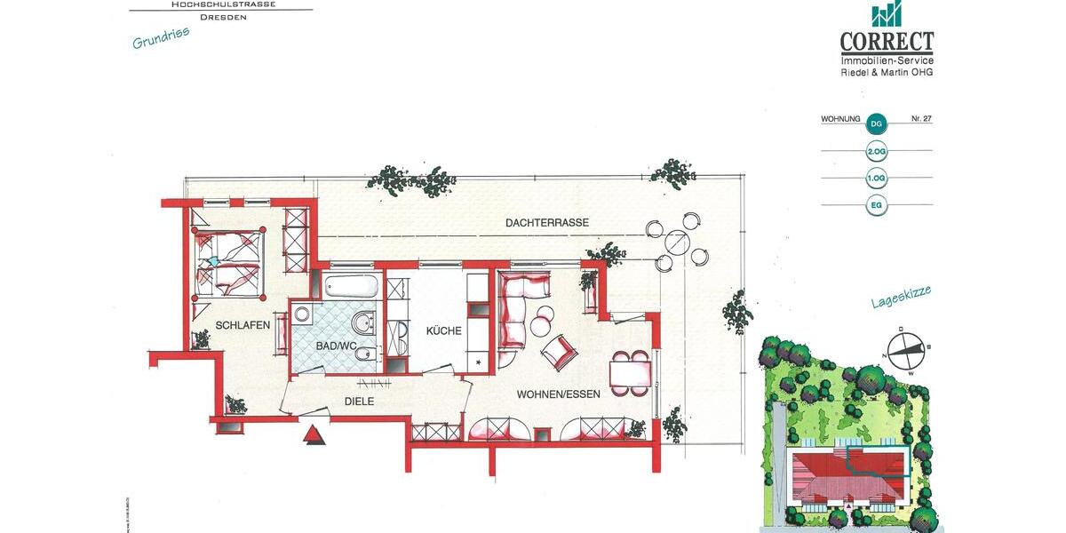 Dachgeschoßwohnung Dresden Plauen - 2 Zimmer, 80 m&sup2;, 687&euro; | Angebot:25224729