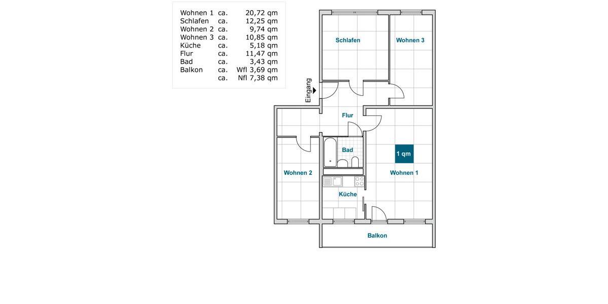 Etagenwohnung Dresden Cotta - 4 Zimmer, 77 m&sup2;, 579&euro; | Angebot:26359164