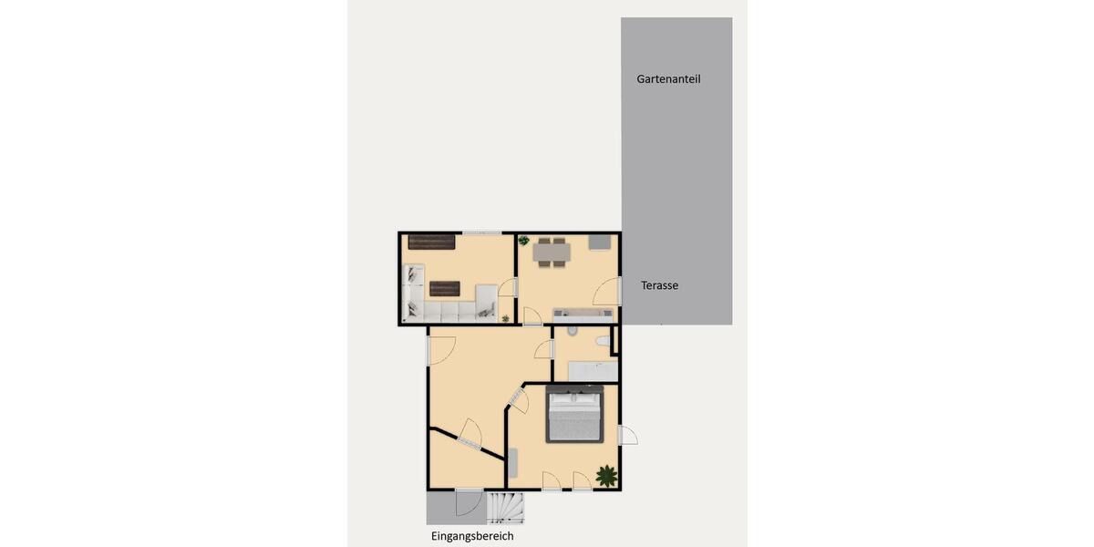 Voll eingerichtete Wohnung mit Garten 2 zimmer