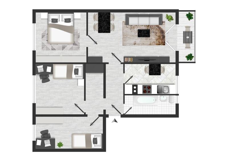 Etagenwohnung Dresden Prohlis - 4 Zimmer, 77 m&sup2;, 875&euro; | Angebot:25377474