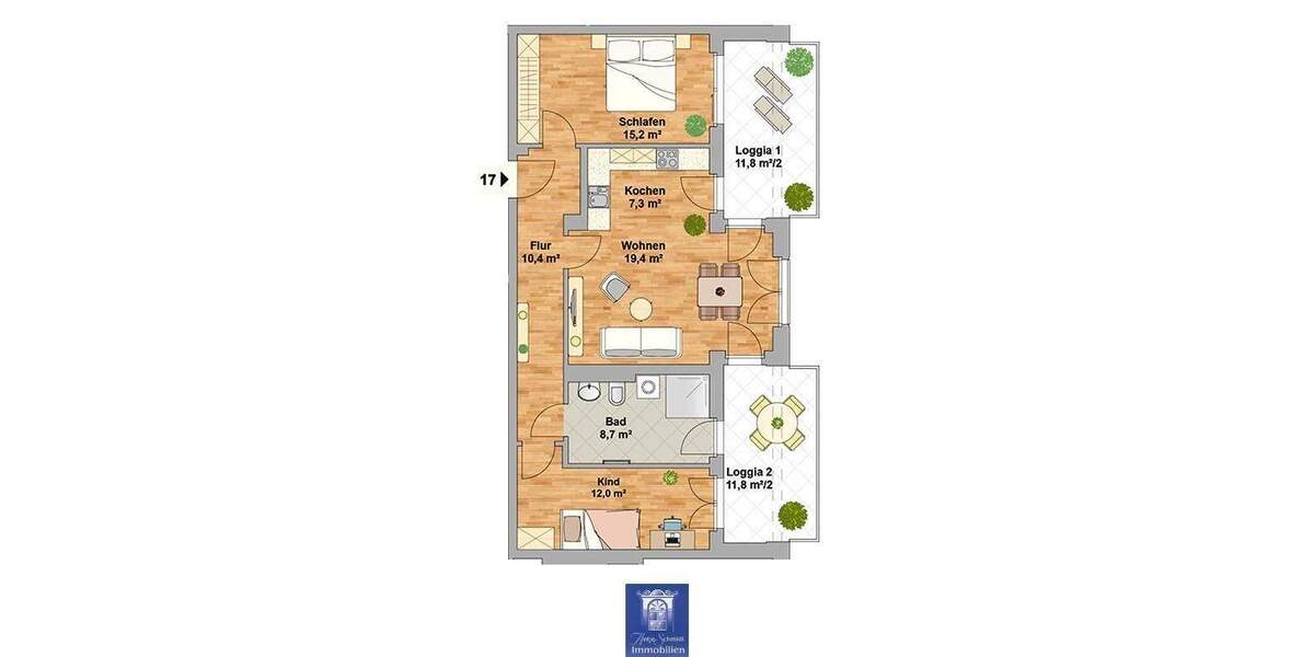 Etagenwohnung Dresden Leipziger Vorstadt - 3 Zimmer, 84 m&sup2;, 1.440&euro; | Angebot:25749170