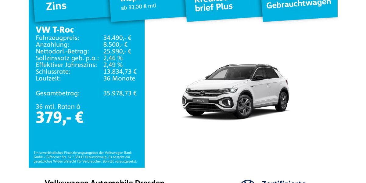 VW T-Roc 12.772 km 34.490 &euro; Dresden 01169