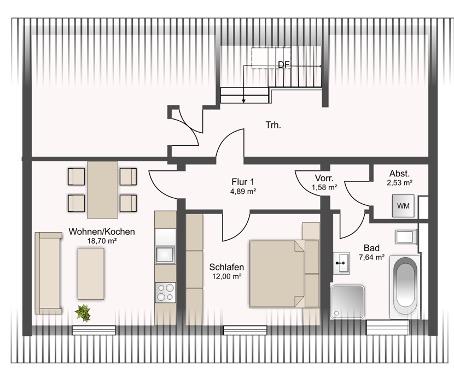 Etagenwohnung Freital - 2 Zimmer, 47 m&sup2;, 390&euro; | Angebot:26659840