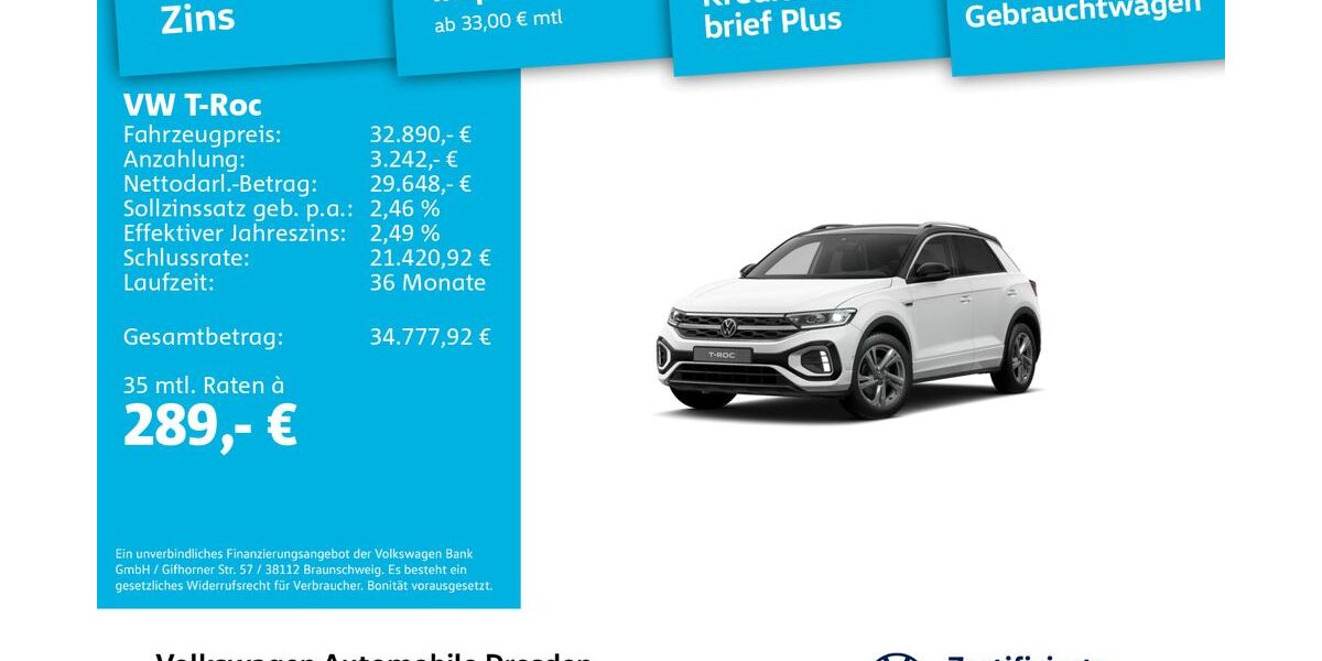 VW T-Roc 13.749 km 31.490 &euro; Dresden 01067