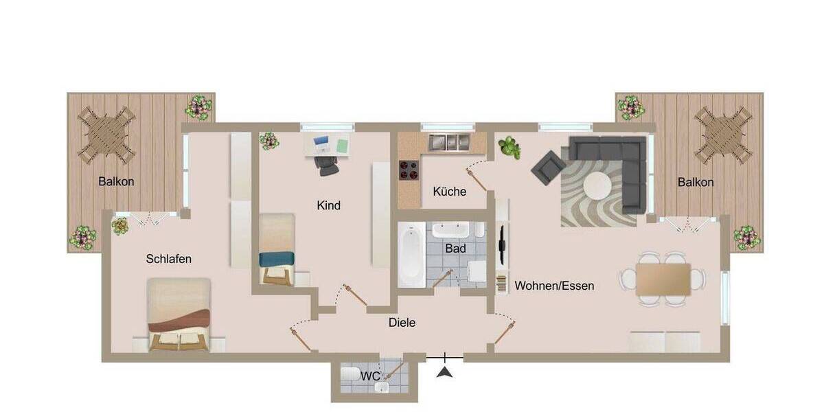 Etagenwohnung Dresden Kleinzschachwitz - 3 Zimmer, 91 m&sup2;, 309.990&euro; | Angebot:26694605