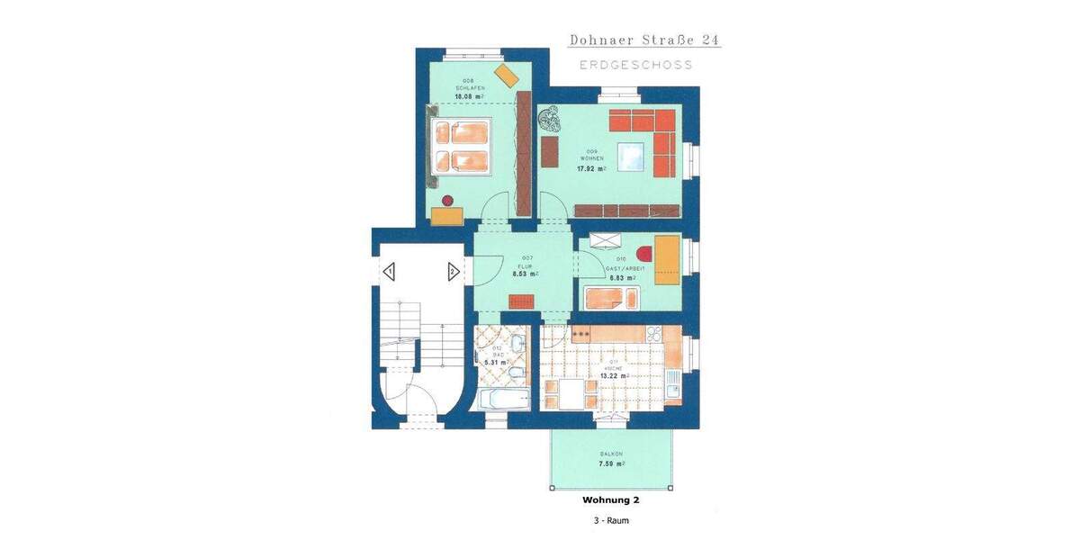 Etagenwohnung Heidenau Heidenau-Süd - 3 Zimmer, 75 m&sup2;, 189.900&euro; | Angebot:24782020