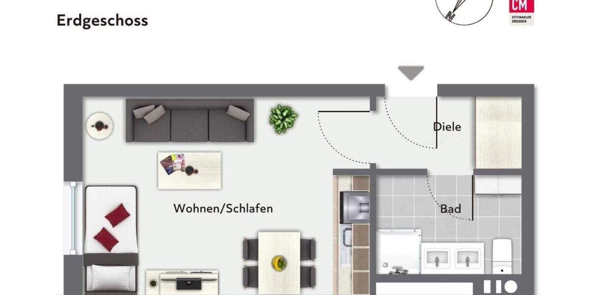 1-Zimmer-Wohnung mit Parkett, FB-Heizung, Stellplatz & Abstellraum in Ottendorf-Okrilla 1 zimmer