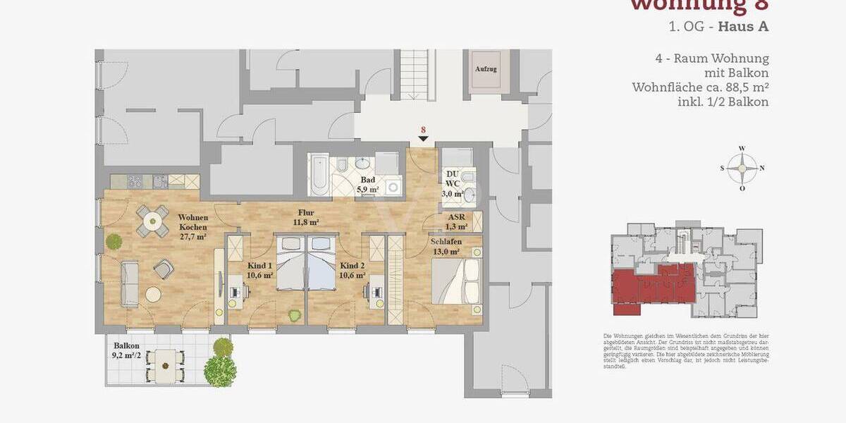 Etagenwohnung Dresden Leubnitz-Neuostra - 3 Zimmer, 88 m&sup2;, 572.600&euro; | Angebot:25684959