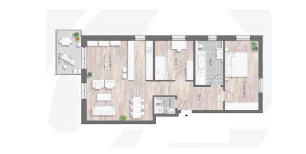 Etagenwohnung Coswig - 3 Zimmer, 92 m&sup2;, 1.198&euro; | Angebot:25734750