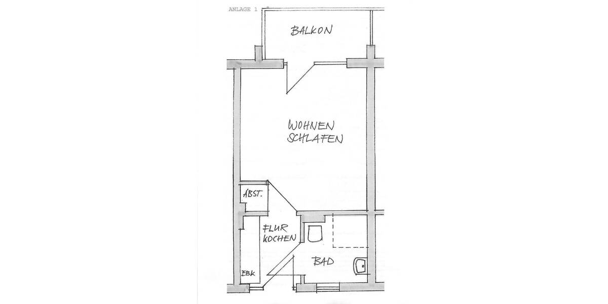 barrierefreie Wohnung mit Balkon 1 zimmer