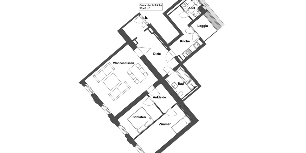 Etagenwohnung Dresden Innere Neustadt - 3 Zimmer, 90 m&sup2;, 1.448&euro; | Angebot:25768402