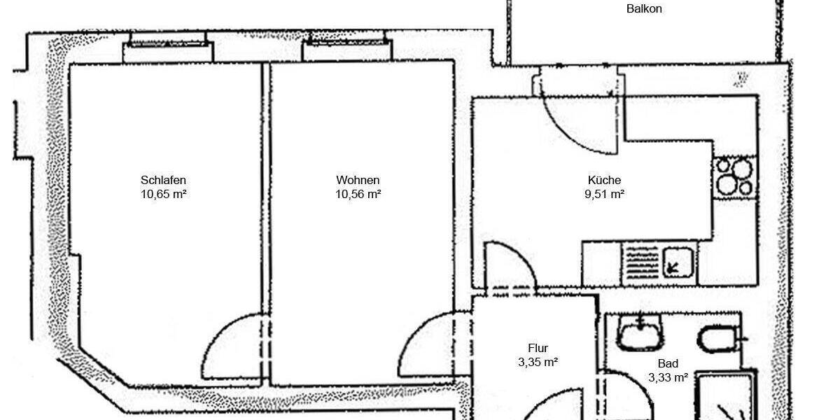 Etagenwohnung Dresden Striesen-Ost - 2 Zimmer, 38 m&sup2;, 415&euro; | Angebot:26359235