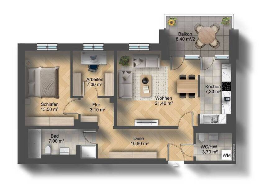 neuwertige Wohnung in direkter Zentrumslage