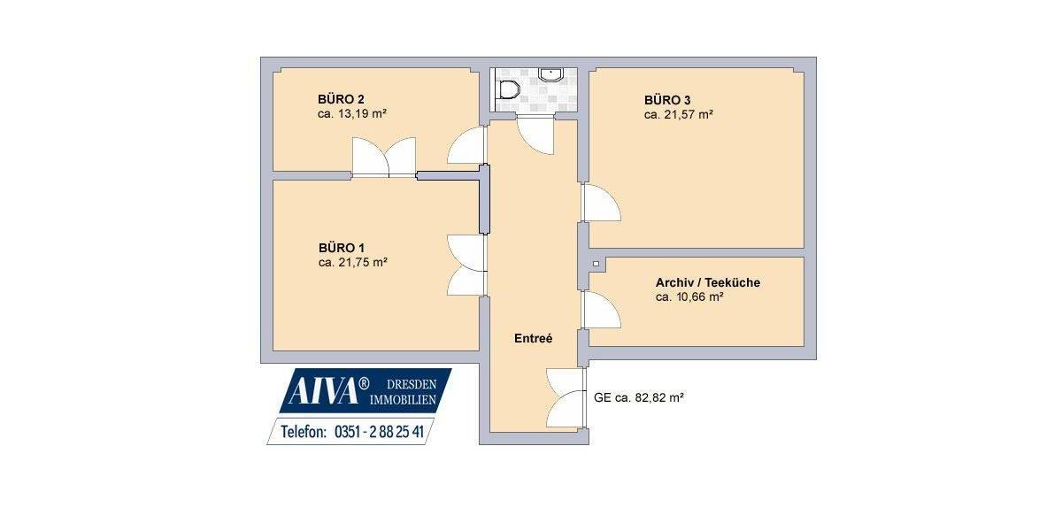 Gewerbeobjekt Dresden Wilsdruffer Vorstadt/Seevorstadt-West - 4 Zimmer, 83 m&sup2;, 924&euro; | Angebot:26258553