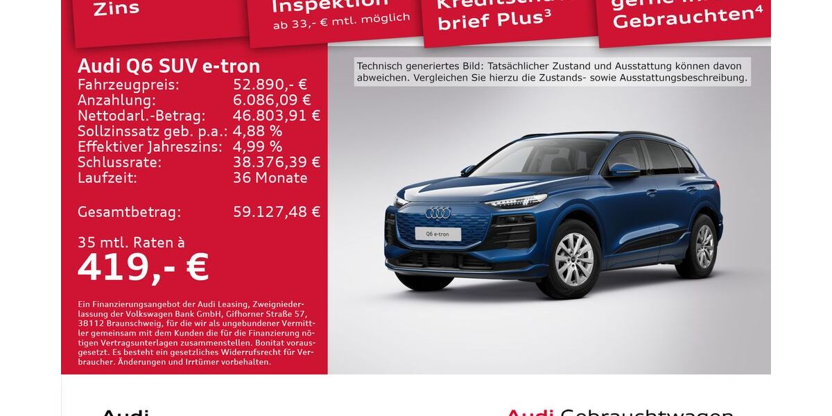 Audi Q6 e-tron 5.912 km 52.285 &euro; Dresden 01067