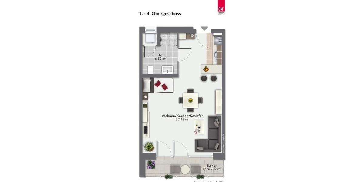 Etagenwohnung Dresden Neustadt - 1 Zimmer, 46 m&sup2;, 1.205&euro; | Angebot:26653287