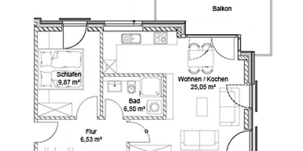 Etagenwohnung Dresden Seevorstadt-Ost/Großer Garten - 2 Zimmer, 51 m&sup2;, 715&euro; | Angebot:26674082