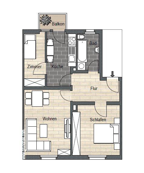 Etagenwohnung Pirna - 2.5 Zimmer, 60 m&sup2;, 580&euro; | Angebot:26459468
