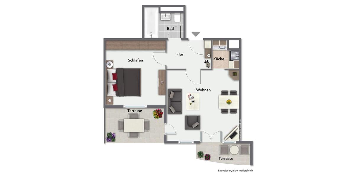 Terrassenwohnung Dresden Cotta - 2 Zimmer, 44 m&sup2;, 428&euro; | Angebot:26459478