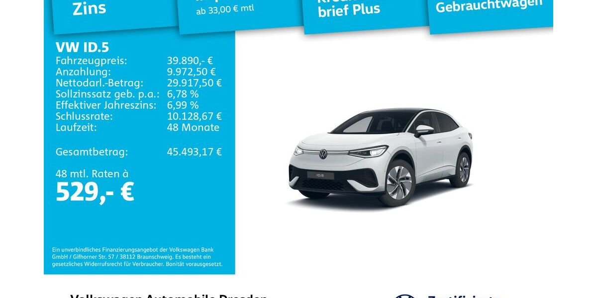 VW ID.5 9.961 km 39.890 &euro; Dresden 01067