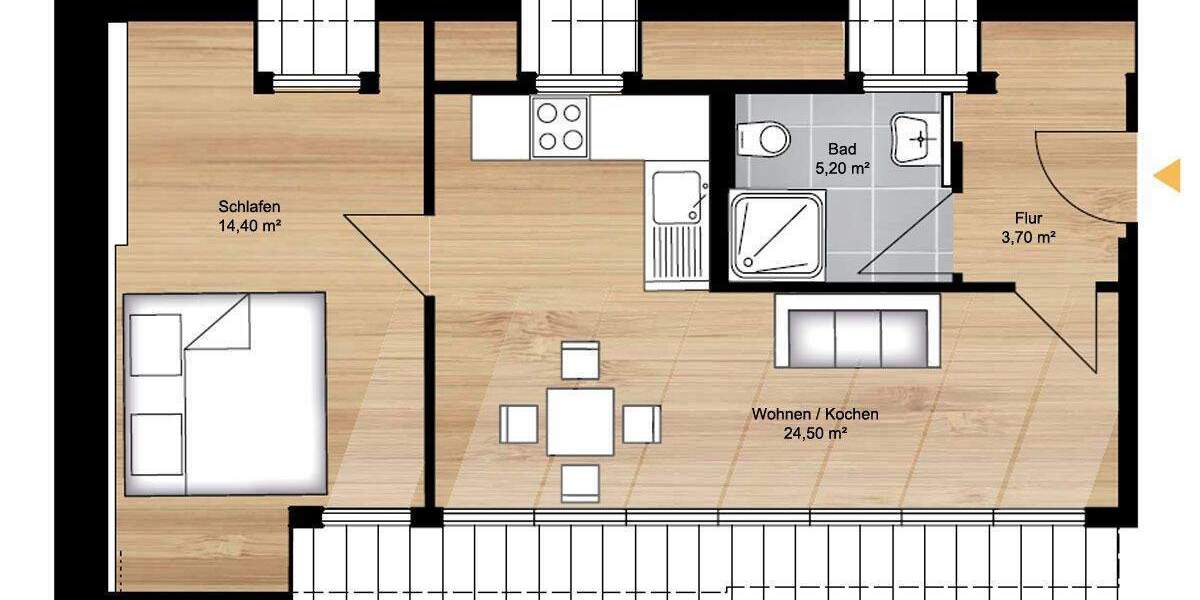 Etagenwohnung Dresden Naußlitz - 2 Zimmer, 47 m&sup2;, 195.000&euro; | Angebot:25821098