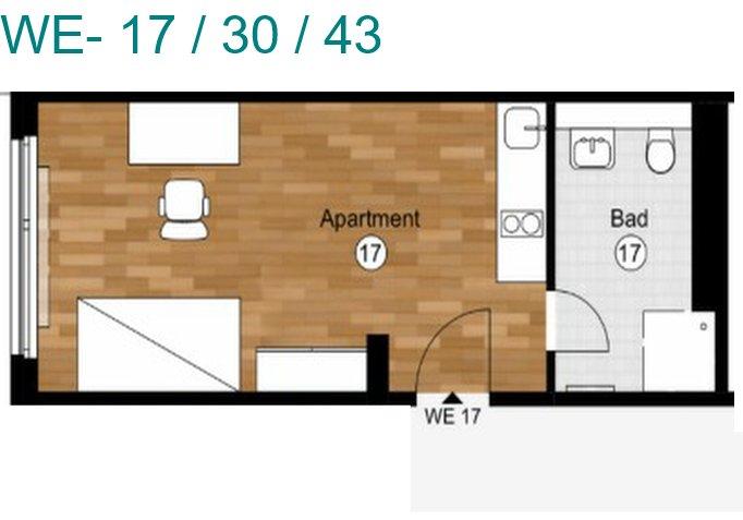 Etagenwohnung Dresden Prohlis - 1 Zimmer, 26 m&sup2;, 370&euro; | Angebot:25255012