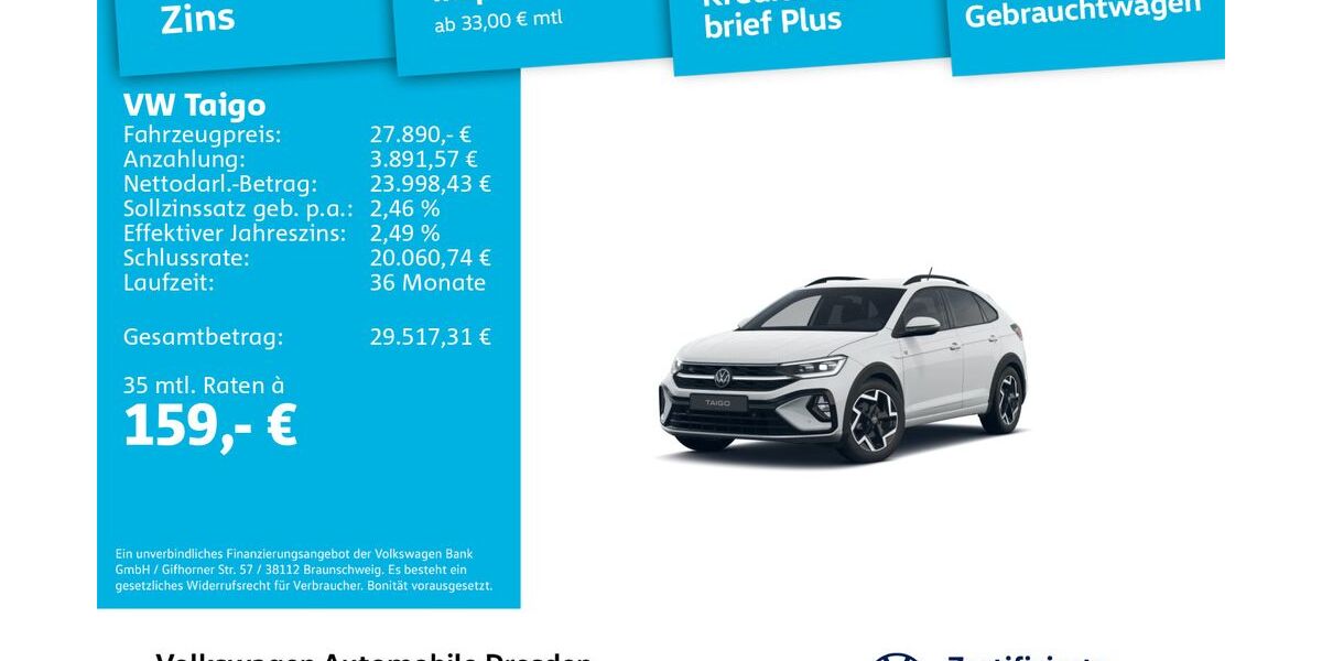 VW Taigo 14.157 km 27.890 &euro; Dresden 01169