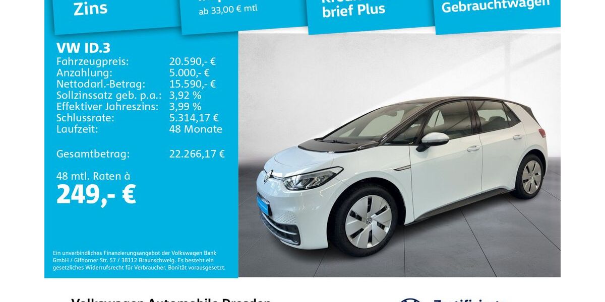 VW ID.3 22.481 km 18.980 € Dresden 01169